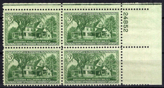 United States 1023 MNH Plate Block Opening of Sagamore Hill ZAYIX 0825S1647