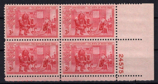 United States 1004 MNH Plate Block Betsy Ross American Flag ZAYIX 0825S1628