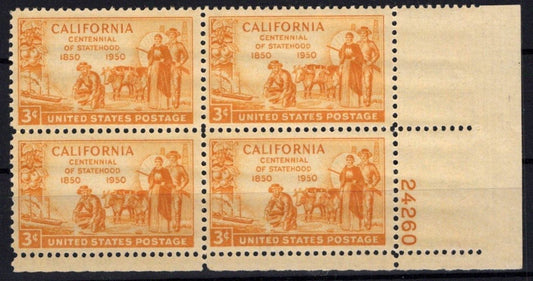 United States 997 MNH Plate Block California Statehood Gold ZAYIX 0825S1621