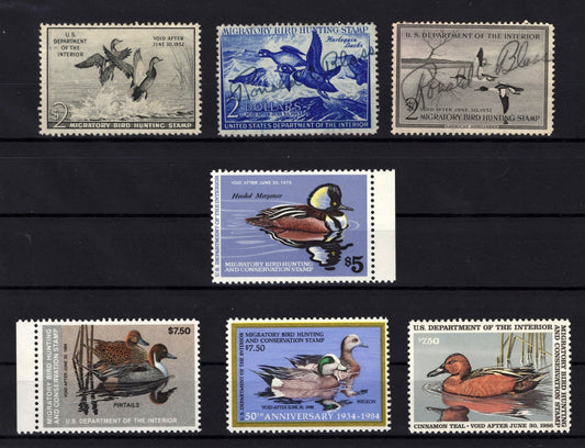 Federal Duck Stamp Collection Group of 7 stamps RW18//RW52 ZAYIX 0825BS1675