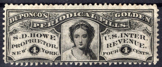 US RS134a SOUND 4c Duponco's Pills, S. D. Howe Medicine Stamp ZAYIX 0825SB1689