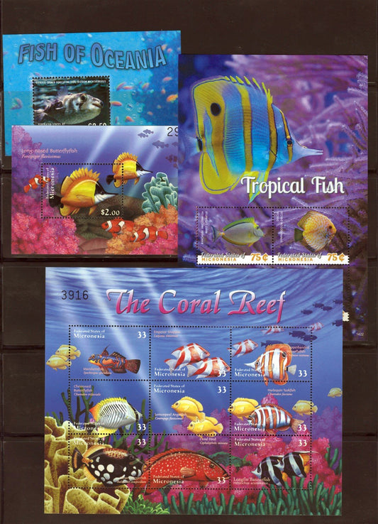 Tropical Fish and Coral Reefs, 6 Page Micronesia MNH Collection ZAYIX 0825L1697