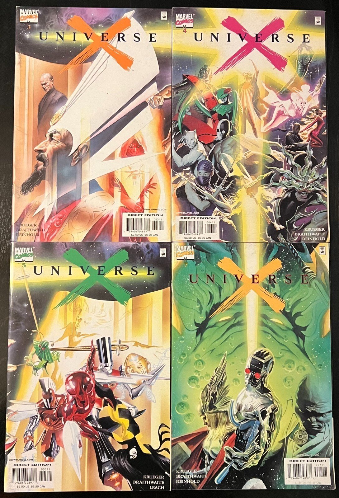 Universe X #3, 4, 5, 7 Lot 2000 Marvel Comics Zayix Comics