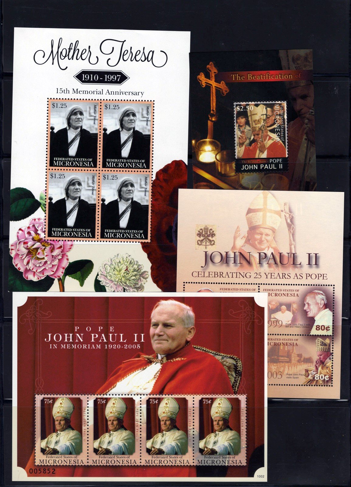 Popes, Pope John Paul II & Mother Theresa, Micronesia Collection ZAYIX 0825L1700