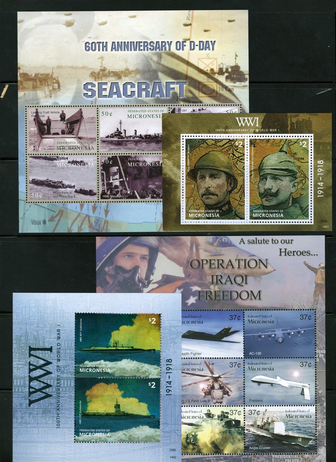 Military & War FOUR MNH Page Collection, WWII, Iraqi icronesia ZAYIX 0825L1704