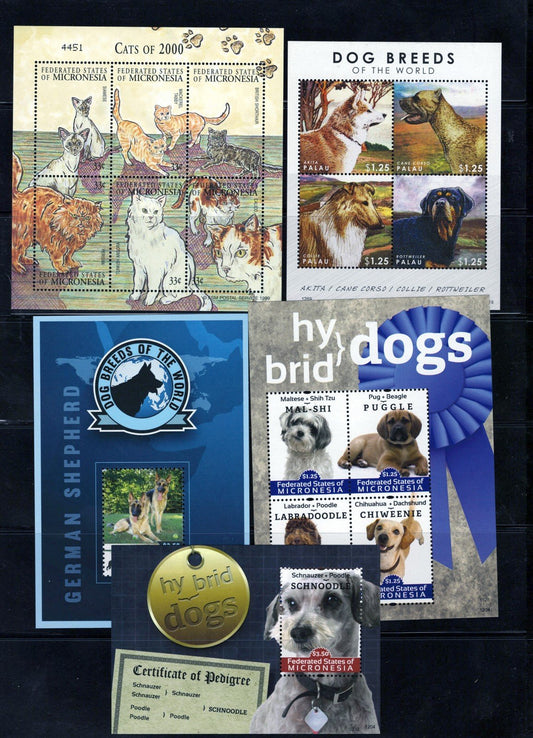 Dogs & Cats MNH Super Cute Three-Page Collection Micronesia ZAYIX 0825L1708
