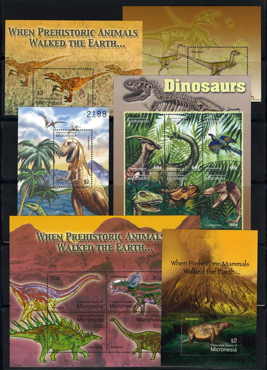 Dinosaurs & Prehistoric Animals MNH 2-Page Collection Micronesia ZAYIX 0825L1710