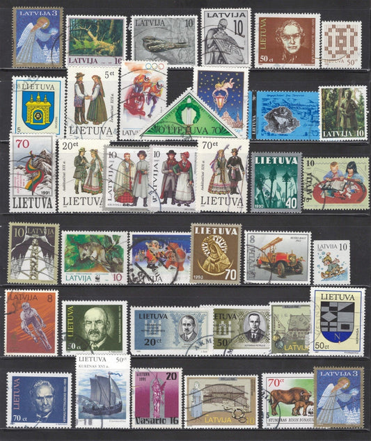 Latvia & Lithuania Collection of 38 Different Stamps Used ZAYIX 0825L1714