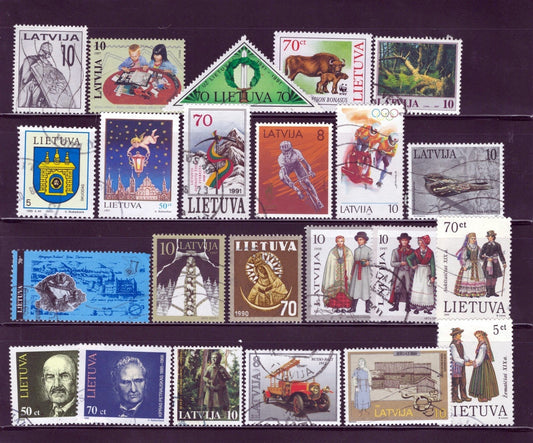 Latvia & Lithuania Collection of 23 Different Stamps Used ZAYIX 0825M1716