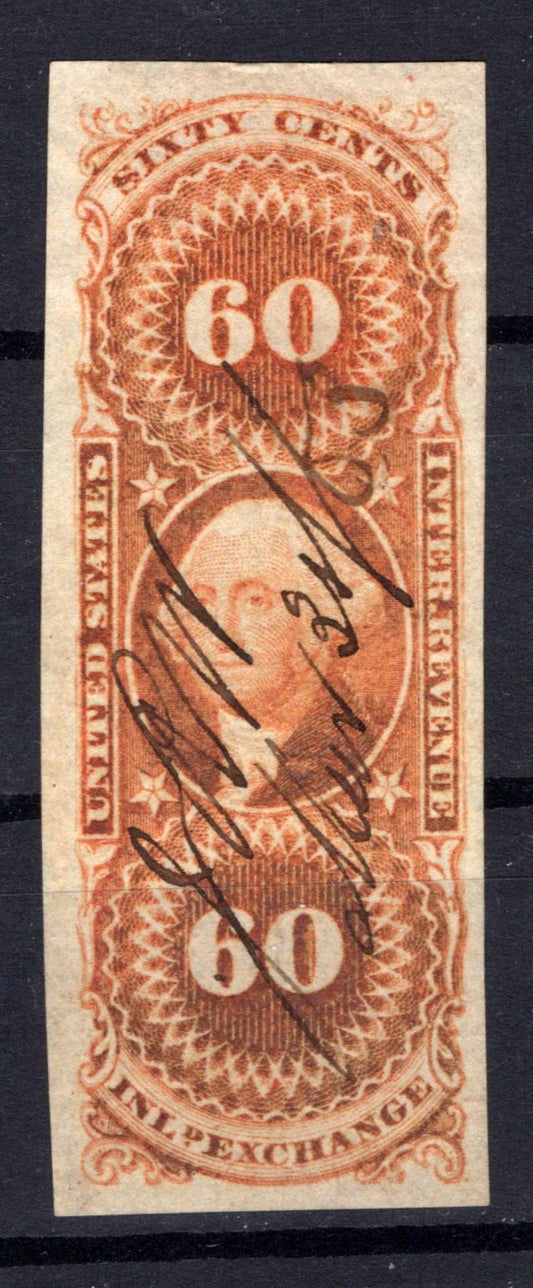 US R64a Used XF 60c orange Inland Exchange Revenue imperf ZAYIX 0825SB1721