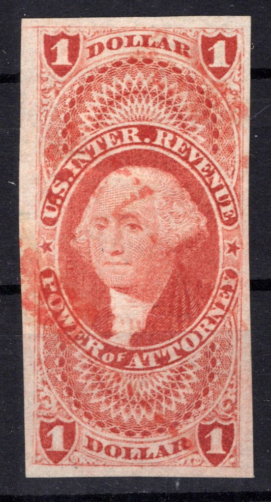 US R75a Used VF $1 Red Power of Attorney Revenue imperf ZAYIX 0825SB1721