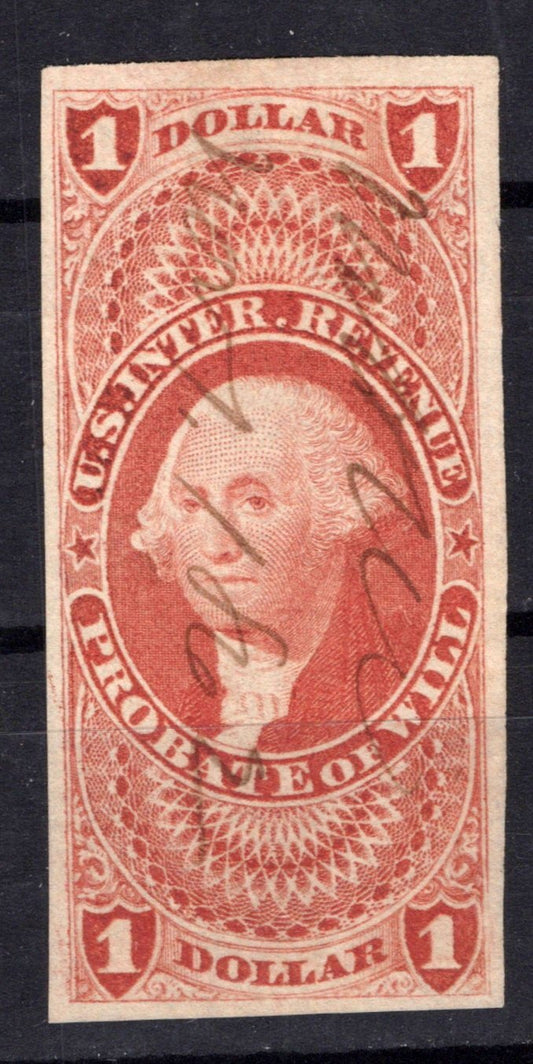 US R76a Used VF $1 red Probate of Will Revenue imperf ZAYIX 0825SB1735