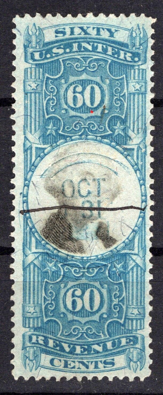 US R116 Used, cut cancel VF 60c blue & blue Documentary Revenue ZAYIX 0825SB1745