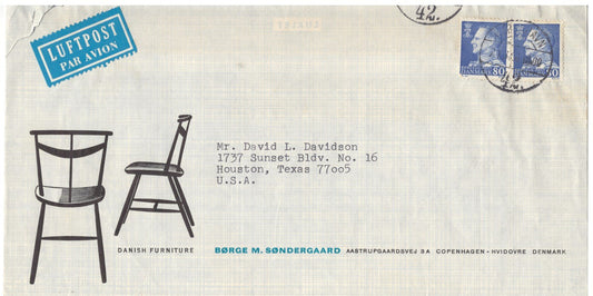 Danish Chairs on Cover and Postcard Toplical ZAYIX 0825L1750
