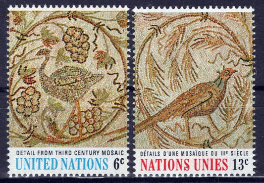 United Nations New York 201-202 MNH Birds Pheasant Mosaics ZAYIX 1024S0382A