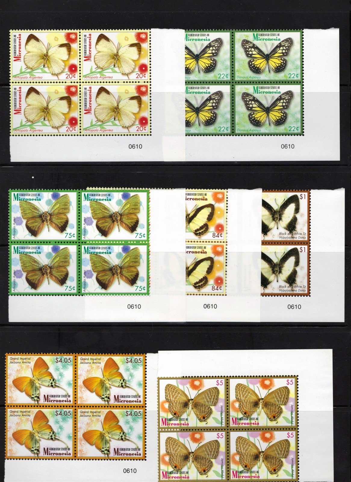 Micronesia 702-714 MNH Butterflies Plate & Corner Blocks ZAYIX 0825L1787