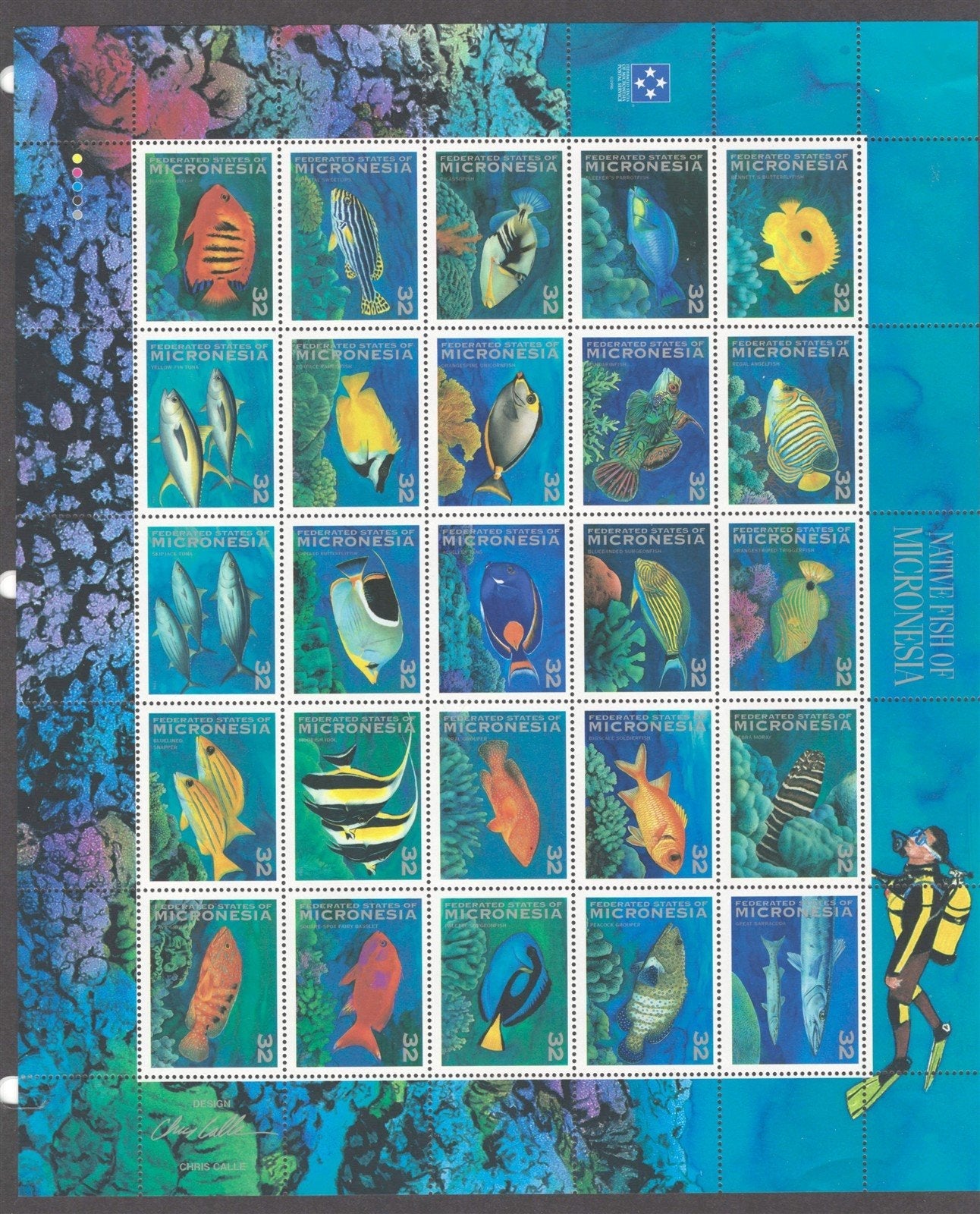 Micronesia 213-214, 218-226 MNH Tropical Fish blocks & sheet ZAYIX 0825L1788