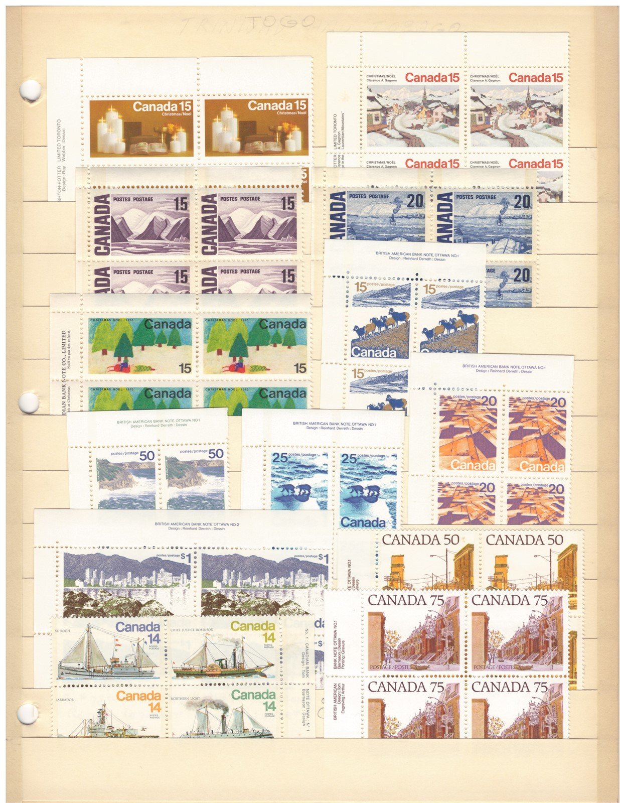 Canada Inscription Block MNH Collection on 4 stock pages ZAYIX 0825L1792