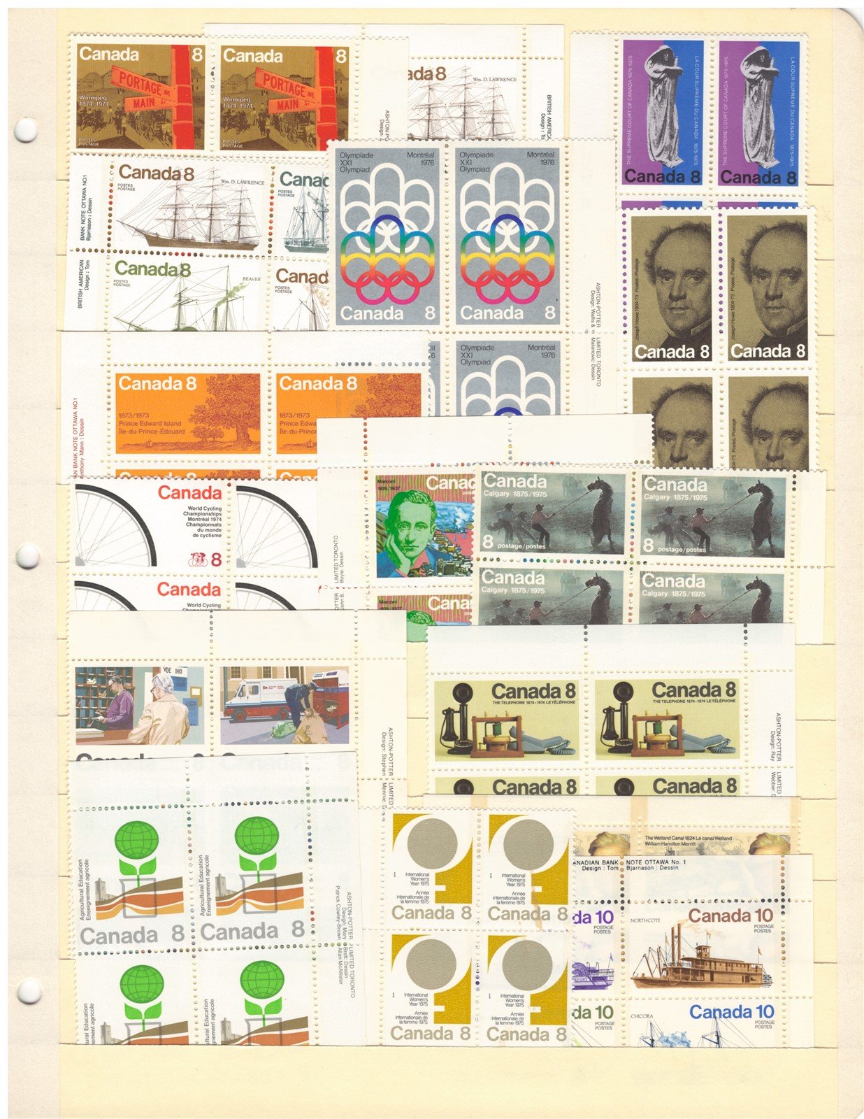 Canada Inscription Block MNH Collection on 4 stock pages ZAYIX 0825L1792