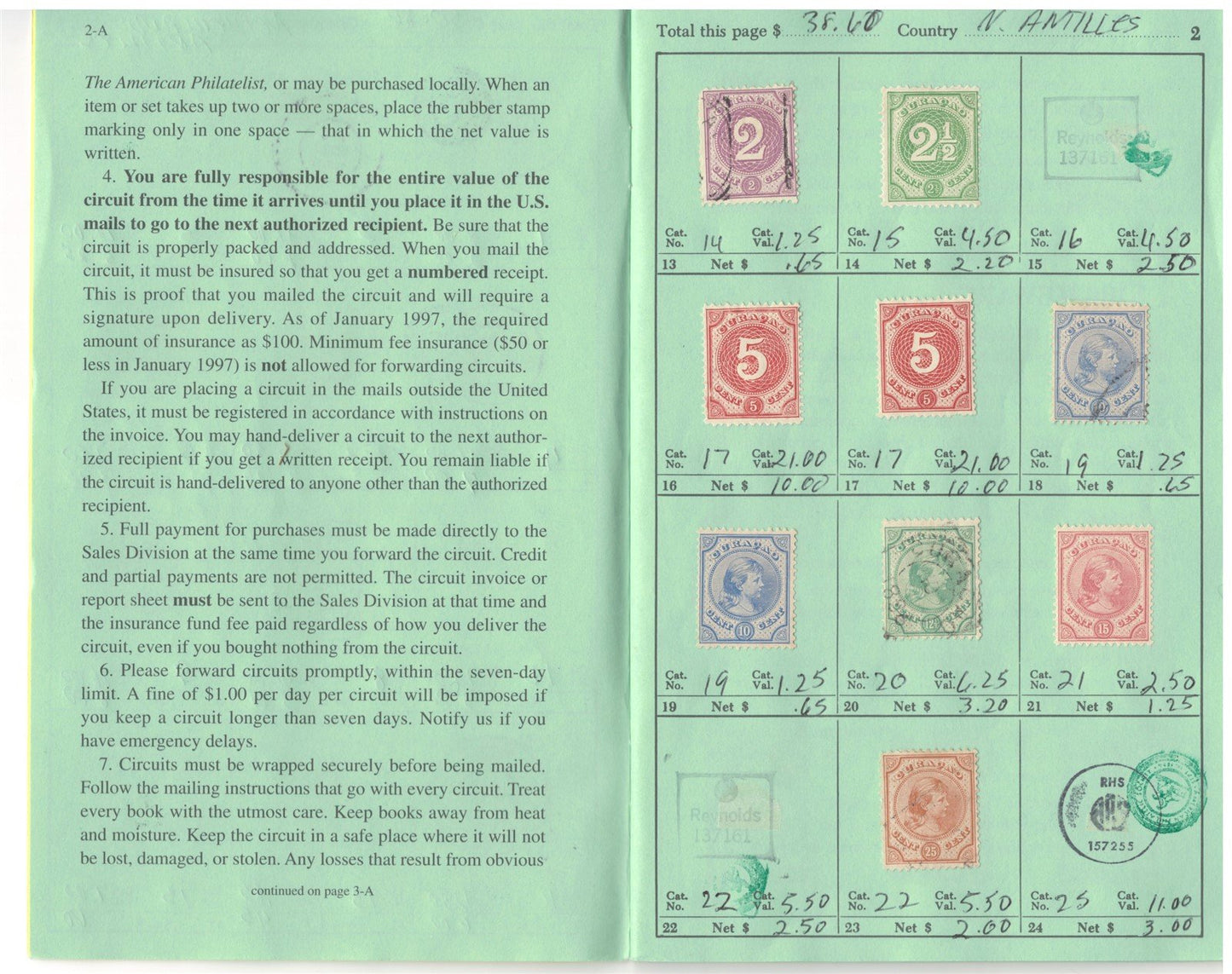 Netherlands Antilles Mint & Used in Retired APS Circuit Book ZAYIX 0825L1797