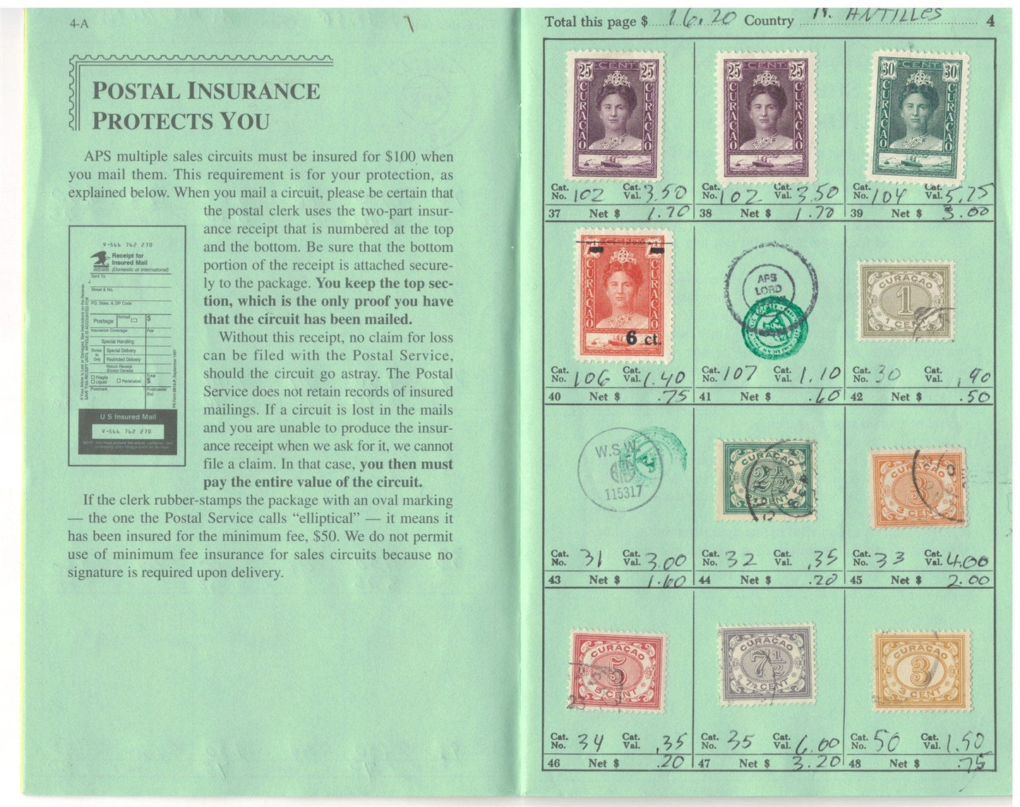 Netherlands Antilles Mint & Used in Retired APS Circuit Book ZAYIX 0825L1797