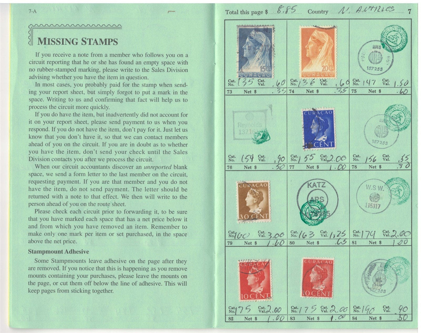 Netherlands Antilles Mint & Used in Retired APS Circuit Book ZAYIX 0825L1797