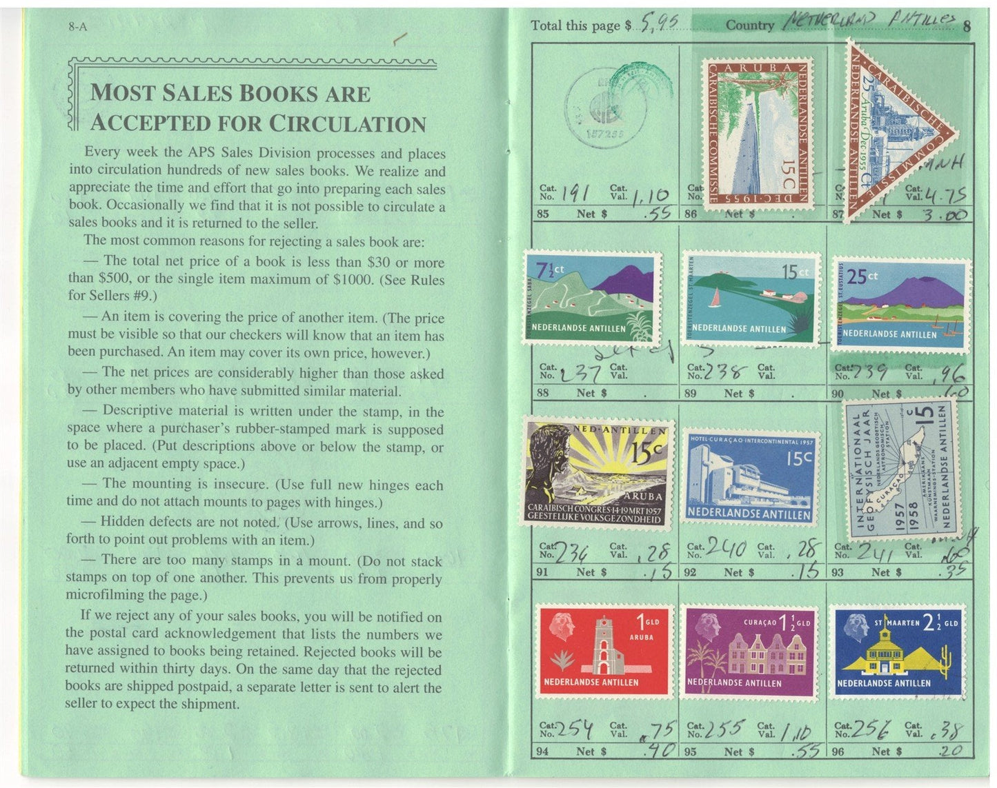 Netherlands Antilles Mint & Used in Retired APS Circuit Book ZAYIX 0825L1797