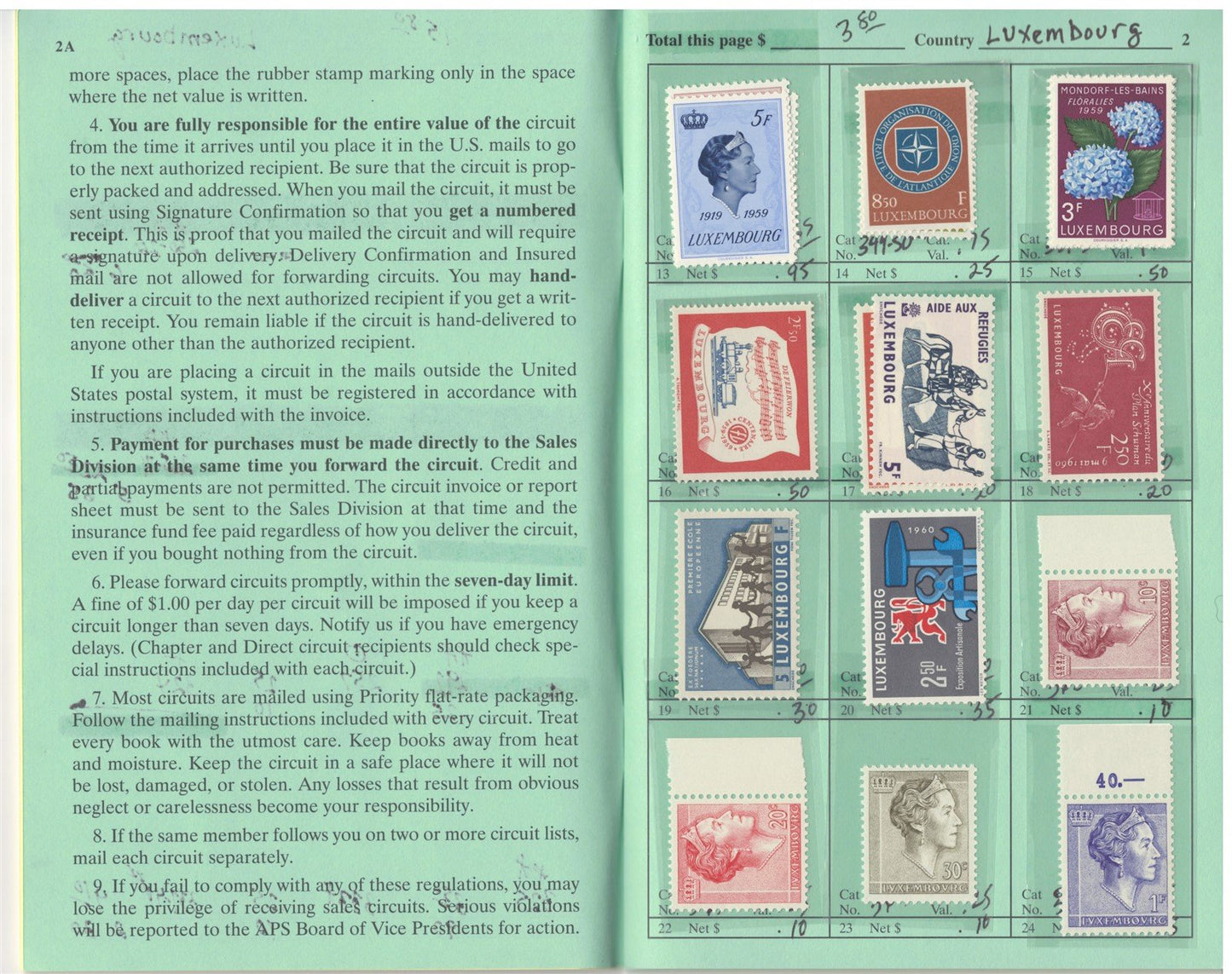 Luxembourg & Netherlands Mint & Used in APS Circuit Book ZAYIX 0825L1798