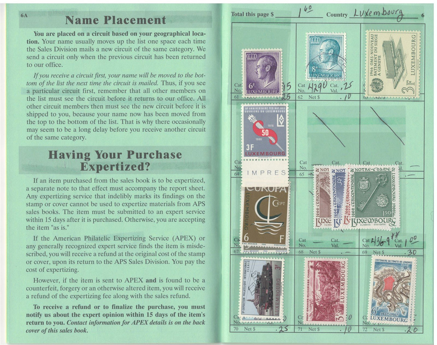 Luxembourg & Netherlands Mint & Used in APS Circuit Book ZAYIX 0825L1798