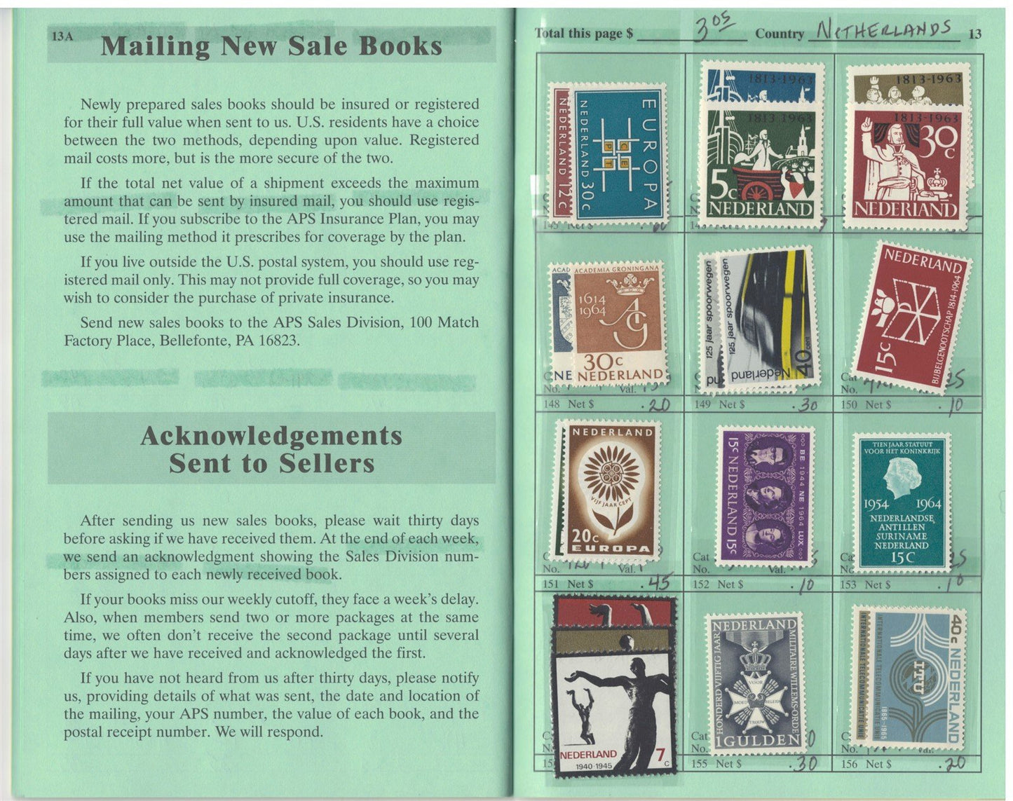 Luxembourg & Netherlands Mint & Used in APS Circuit Book ZAYIX 0825L1798