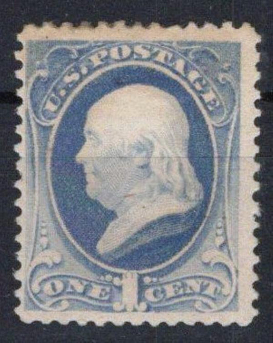 US 206 MLH VF 1c gray blue Franklin 1873 Re-Engraved ZAYIX STAMPS 0825SB1802