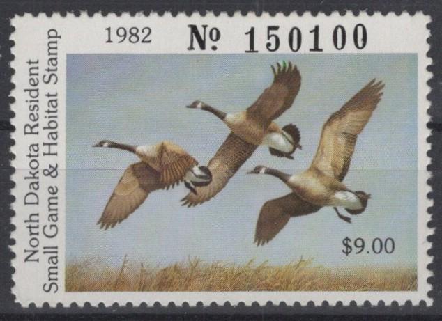 North Dakota 32 MNH VF State Hunting Permit Duck Revenue Zayix 0825SB1805
