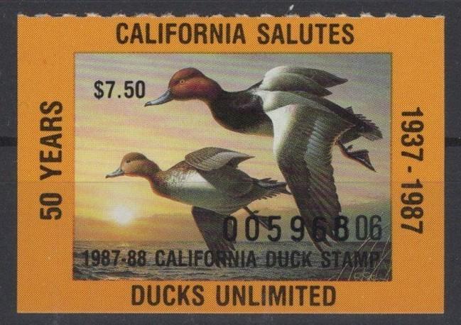 California 18 MNH VF State Hunting Permit Duck Stamp Revenue Zayix 0825RB1809