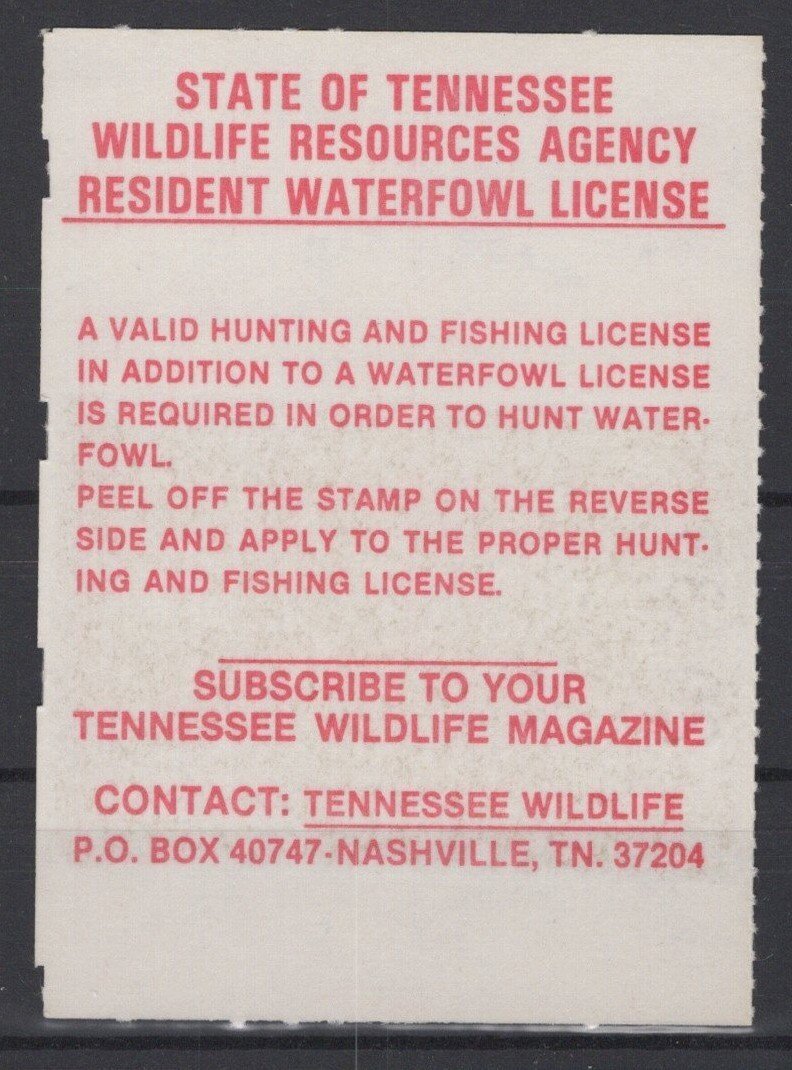Tennessee 11 Mint VF State Hunting Permit Duck Stamp Revenue Zayix 0825RB1811