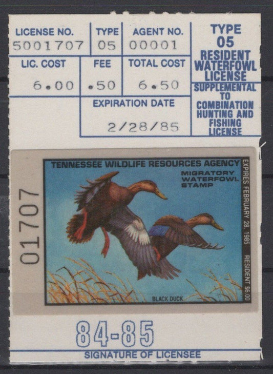 Tennessee 8 VF State Hunting Permit Duck Stamp Revenue Zayix 0825SB1812