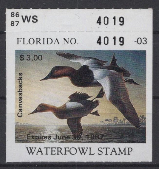 Florida 8 MNH VF State Hunting Permit Duck Stamp Revenue Zayix 0825RB1813