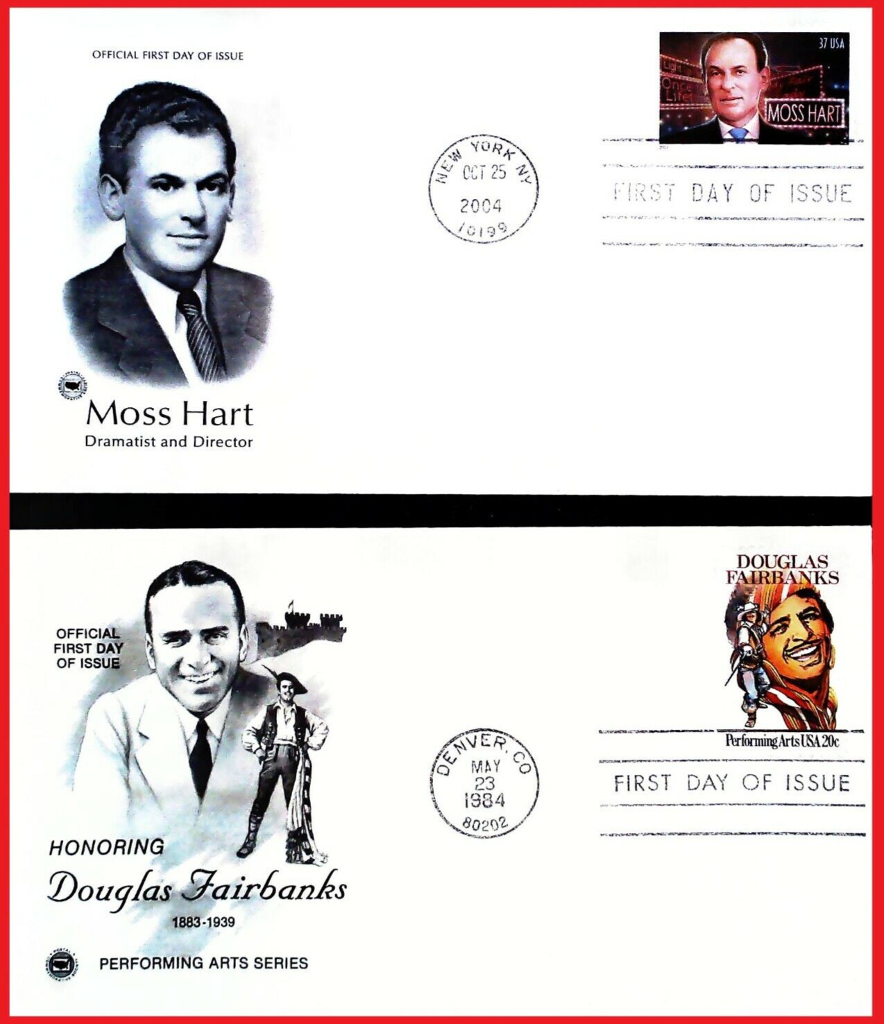 US FDCs Collection Movie Stars & Directors, Moss Hart / Fairbanks ZAYIX 1003SM35