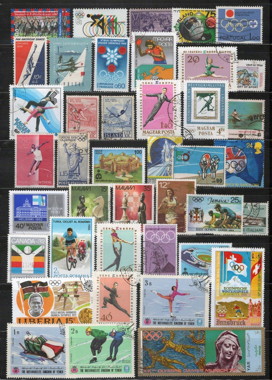 Sports Topical Stamp Collection Mint/Used Skiing Cycling Chess Games ZAYIX