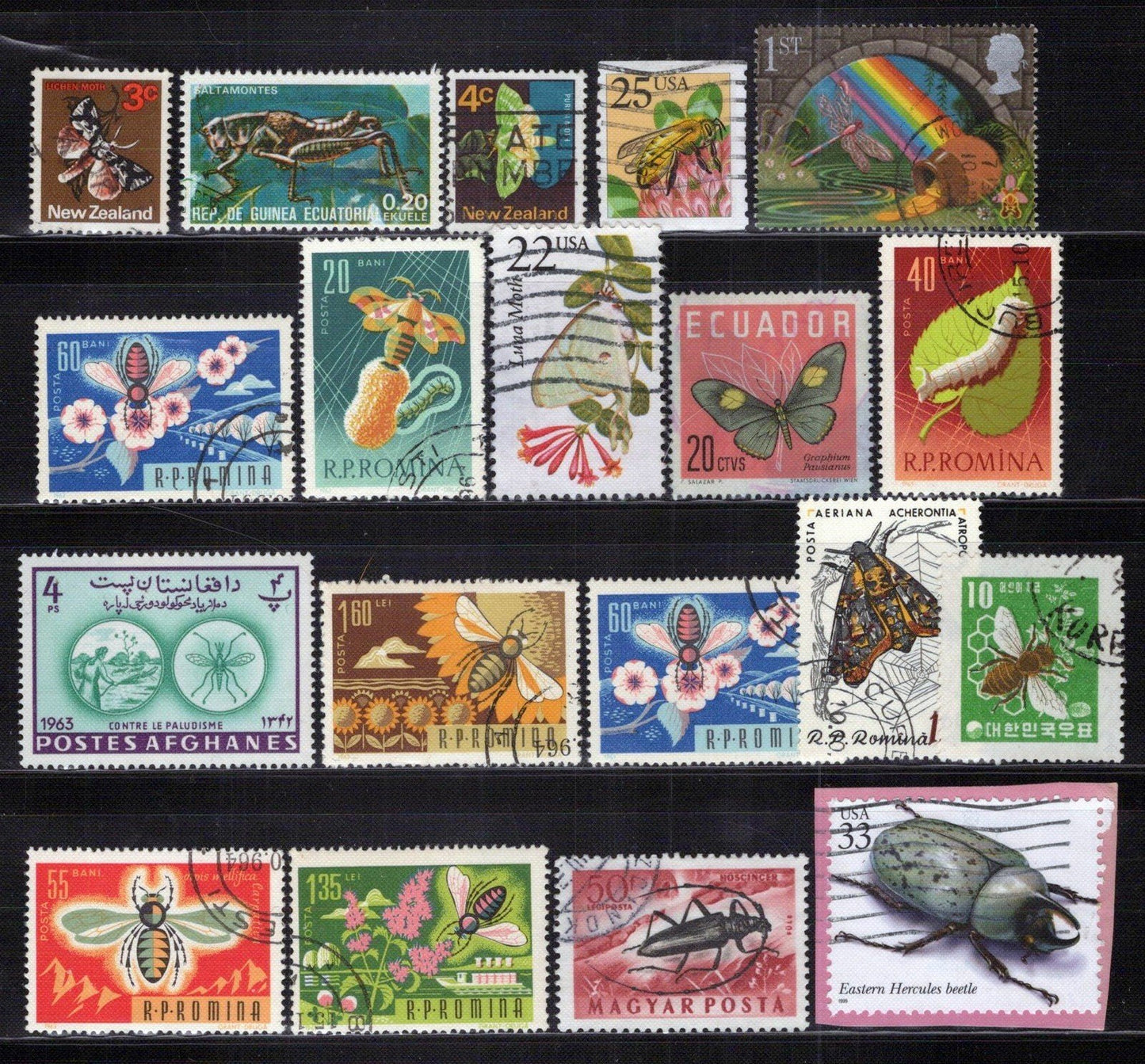 Insects Topical Stamp Collection Used Beetles Dragonflies Nature ZAYIX