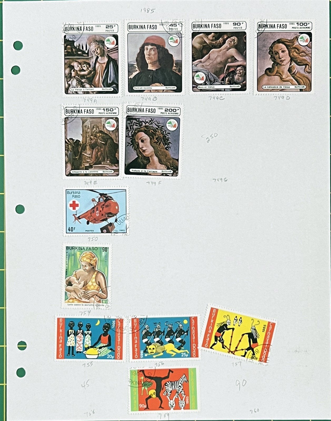 Burkino Faso Stamp Collection on Homemade Album Pages ZAYIX 0825BB3708
