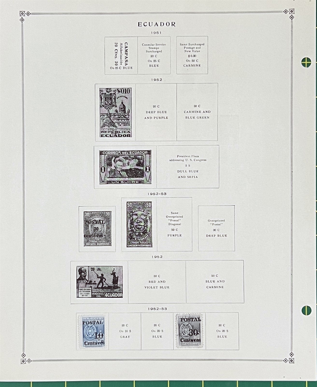 Ecuador Mint & Used Stamp Collection Album Pages & Glassine ZAYIX 0825BB3710