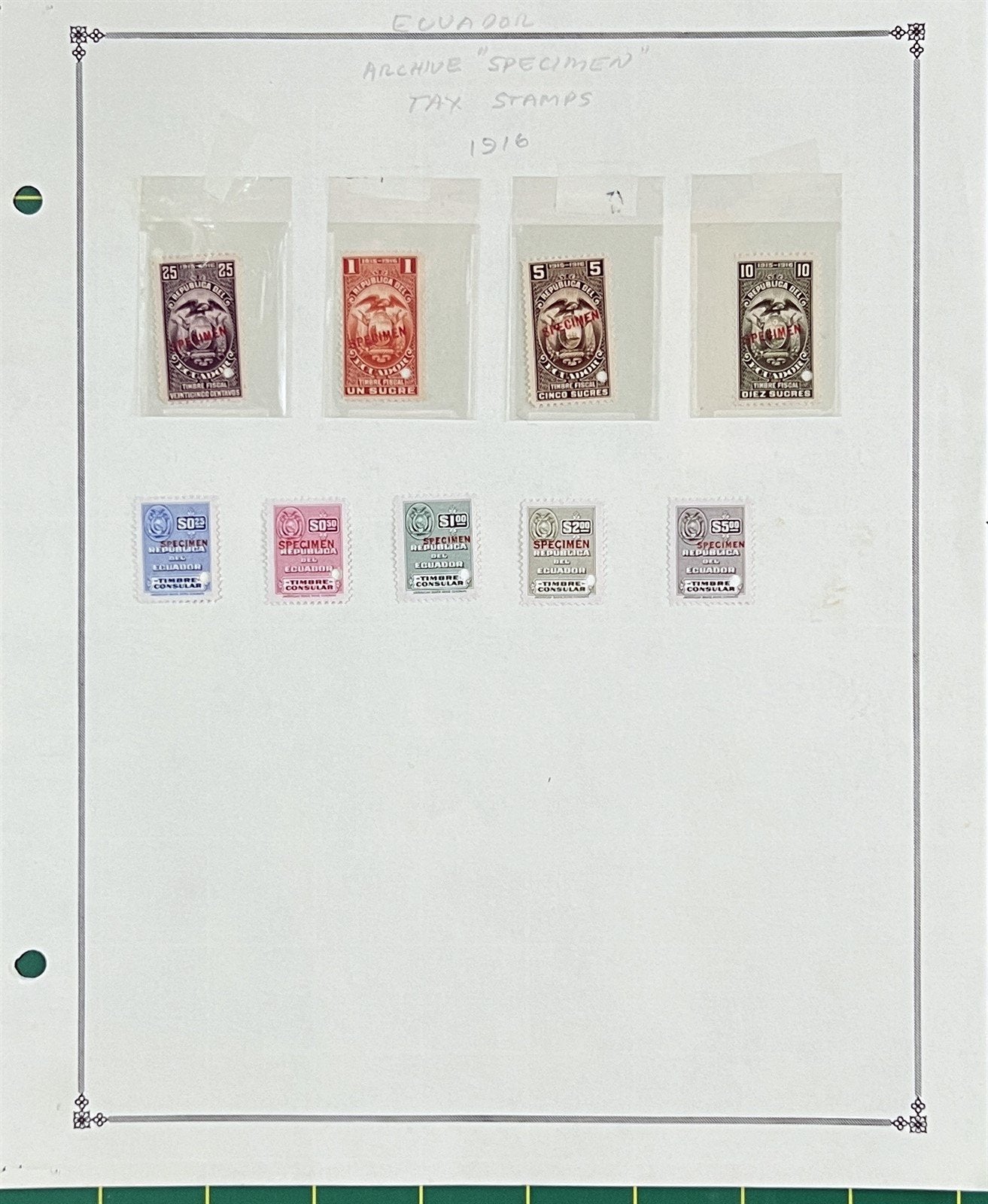Ecuador "Specimin" MNH & MH Revenue Stamp Collection ZAYIX 0825BB3718