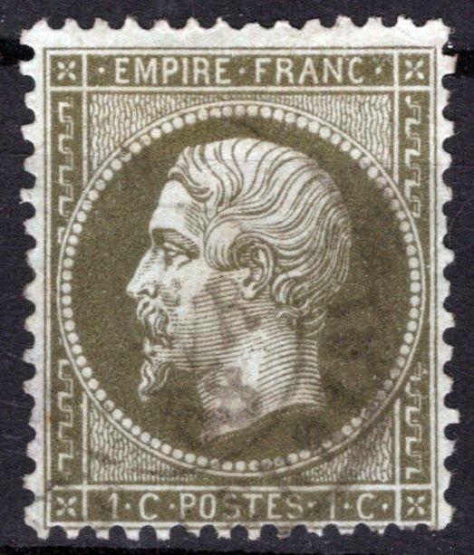 France 22a Used F 1c bronze green on pale blue Napoleon ZAYIX 0825SB3821