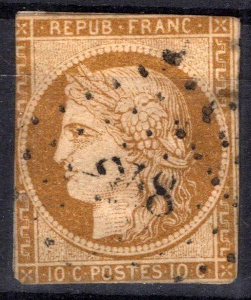 France 1 Used VG/F 10c bister Ceres close trim, design cut ZAYIX 0825SB3817