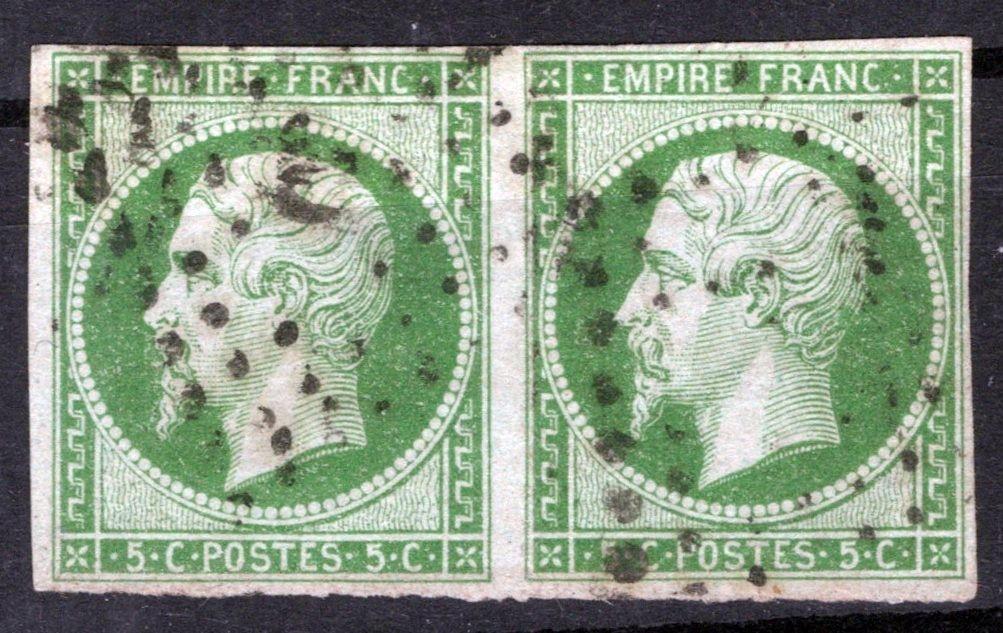 France 13 Used VF Pair 5c green, grnsh Napoleon ZAYIX 0825SB3819