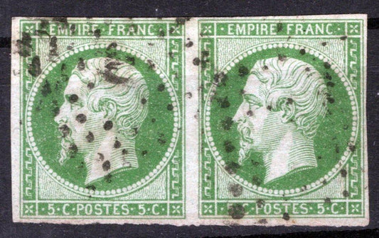 France 13 Used VF Pair 5c green, grnsh Napoleon ZAYIX 0825SB3819