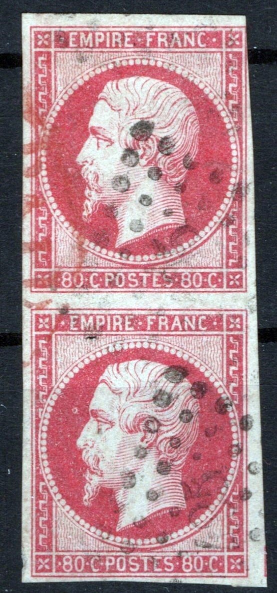 France 20 Used FVF vertical pair 80c rose Napoleon ZAYIX 0825SB3822