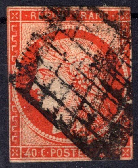France 7a Used F 40c orange-vermillion Ceres clear margins ZAYIX 0825SB3818