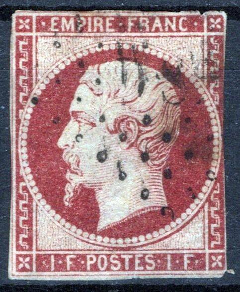 France 21 Used 1fr lake. Design cut, narrow margin CV $2475 ZAYIX 0825SB3810
