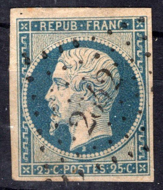 France 11 Used VF 25c blue Napolean, good margins, on piece ZAYIX 0825SB3824